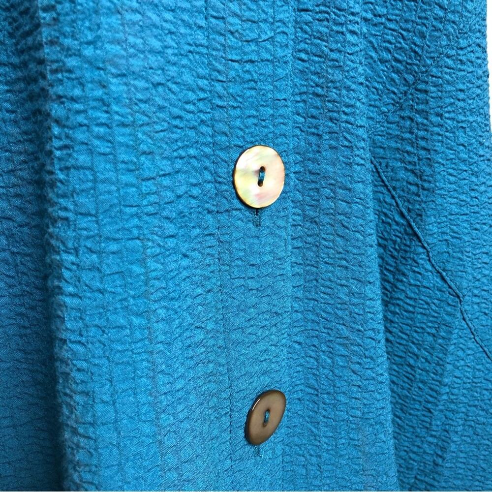Soft Surroundings Marianna peacock teal blue button down tunic top Small NWT - Picture 4 of 13